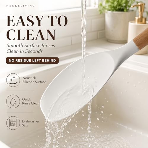 Silicone 10 Pcs Kitchen Cooking Utensils Set, Recycled Materials Certification, BPA Free Spatula Set with Heat Resistant Wood Handles for Nonstick Cookware, Cream White - My Kitchen Products