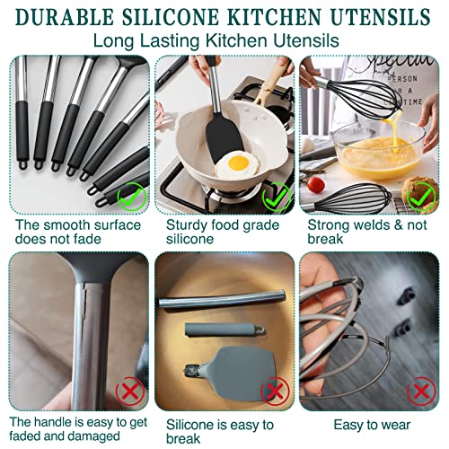 Silicone Cooking Utensil Set, Umite Chef 15pcs Silicone Cooking Kitchen Utensils Set, Non-stick - Best Kitchen Cookware with Stainless Steel Handle - Black Kitchen Utensils - My Kitchen Products