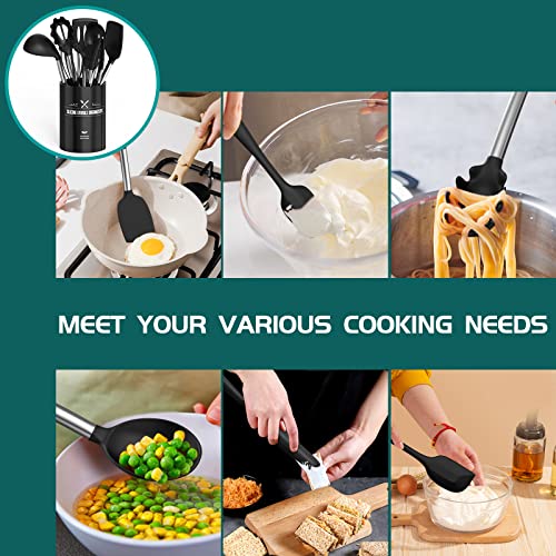 Silicone Cooking Utensil Set, Umite Chef 15pcs Silicone Cooking Kitchen Utensils Set, Non-stick - Best Kitchen Cookware with Stainless Steel Handle - Black Kitchen Utensils - My Kitchen Products