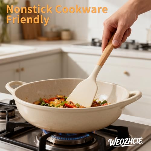 Silicone Cooking Utensil Set,12 PCS Cooking Cookware Kitchen Utensils Set for Cooking, Nonstick 446°F Heat-Resistant Cookware Kitchen Tools of Spoon,Brush,Whisk,Spatula,Turner Tongs (Khaki) - My Kitchen Products