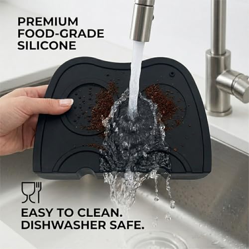 Silicone Espresso Coffee Tamping Mat, Food Grade Coffee Tamper Pad with Drip Hole, Non-Slip Barista Tool for Portafilter, Countertop Protector for Home & Commercial Use (Black) - My Kitchen Products