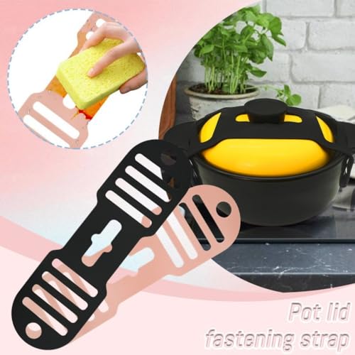 Silicone Lid Lock Strap for Crockpot Slow Cooker (6/7/8 Quart) - Universal Crockpot Lid Holder & Rubber Strap Alternative | Heat-Resistant, No-Spill Design Transport Accessories (Black) - My Kitchen Products