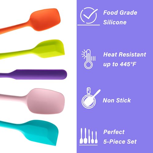 Silicone Spatula Set, 5 Piece Food Grade Rubber Spatulas for Baking, Cooking, and Mixing High Heat Resistant Non Stick Dishwasher Safe BPA-Free (Multicolor) - My Kitchen Products