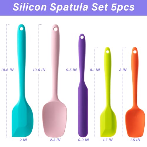 Silicone Spatula Set, 5 Piece Food Grade Rubber Spatulas for Baking, Cooking, and Mixing High Heat Resistant Non Stick Dishwasher Safe BPA-Free (Multicolor) - My Kitchen Products