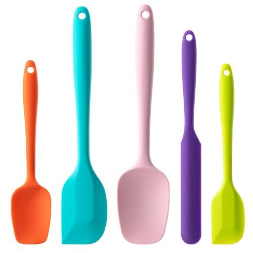 Silicone Spatula Set, 5 Piece Food Grade Rubber Spatulas for Baking, Cooking, and Mixing High Heat Resistant Non Stick Dishwasher Safe BPA-Free (Multicolor) - My Kitchen Products