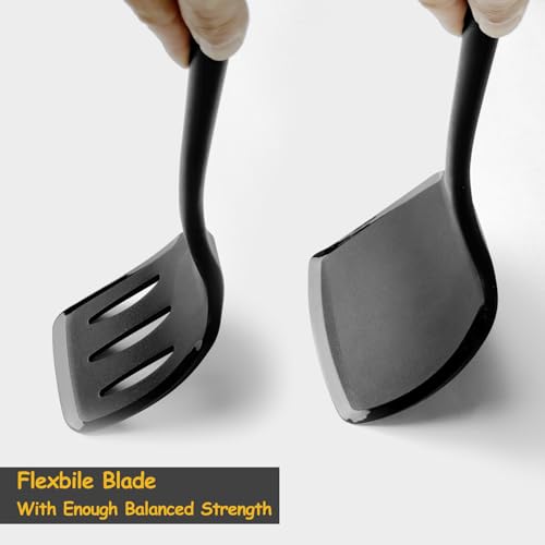Silicone Spatula Set, 600°F Heat Resistant Silicone Spatula Turner Flipper for Cooking, Non Stick and Non Scratch Kitchen Utensils for Eggs & Pancakes, 4 Pack, Black - My Kitchen Products