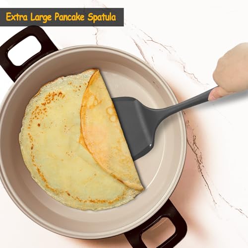 Silicone Spatula Set, 600°F Heat Resistant Silicone Spatula Turner Flipper for Cooking, Non Stick and Non Scratch Kitchen Utensils for Eggs & Pancakes, 4 Pack, Black - My Kitchen Products