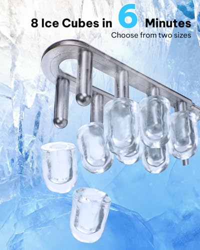 Silonn Ice Maker Countertop, 8 Ice Cubes in 6 Mins, 26.5 lbs/24H, 2 Bullet Ice Sizes, Self-Cleaning Bullet Ice Maker, Portable Ice Machine for Kitchen, Party, Office, and RV Camping - My Kitchen Products