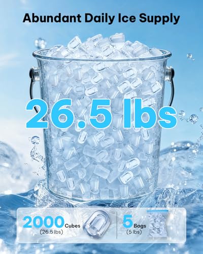 Silonn Ice Maker Countertop, 8 Ice Cubes in 6 Mins, 26.5 lbs/24H, 2 Bullet Ice Sizes, Self-Cleaning Bullet Ice Maker, Portable Ice Machine for Kitchen, Party, Office, and RV Camping - My Kitchen Products