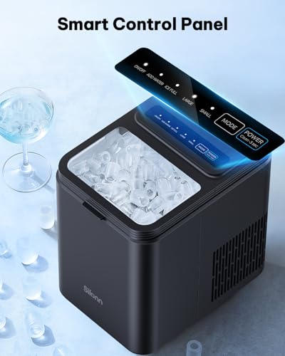 Silonn Ice Maker Countertop, 8 Ice Cubes in 6 Mins, 26.5 lbs/24H, 2 Bullet Ice Sizes, Self-Cleaning Bullet Ice Maker, Portable Ice Machine for Kitchen, Party, Office, and RV Camping - My Kitchen Products