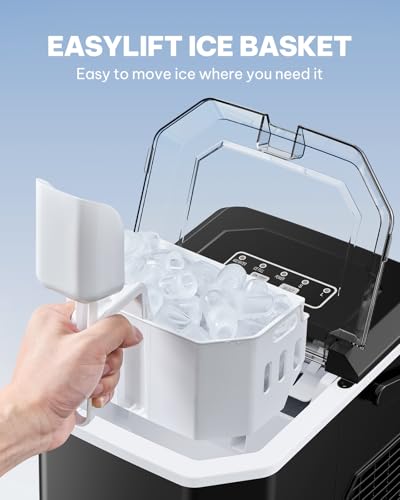 Silonn Ice Maker Countertop, Portable Ice Machine with Carry Handle, Self-Cleaning Ice Makers with Basket and Scoop, 9 Cubes in 6 Mins, 26 lbs per Day, Ideal for Home, Kitchen, Camping, RV - My Kitchen Products