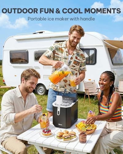 Silonn Ice Maker Countertop, Portable Ice Machine with Carry Handle, Self-Cleaning Ice Makers with Basket and Scoop, 9 Cubes in 6 Mins, 26 lbs per Day, Ideal for Home, Kitchen, Camping, RV - My Kitchen Products
