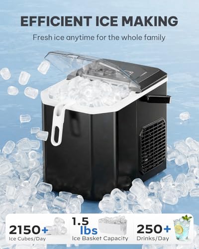 Silonn Ice Maker Countertop, Portable Ice Machine with Carry Handle, Self-Cleaning Ice Makers with Basket and Scoop, 9 Cubes in 6 Mins, 26 lbs per Day, Ideal for Home, Kitchen, Camping, RV - My Kitchen Products