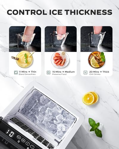 Silonn Ice Makers Countertop, 44lbs Per Day, 2 Ways to Add Water, Auto Self-Cleaning, Stainless Steel Ice Machine for Home Office Bar Party - My Kitchen Products