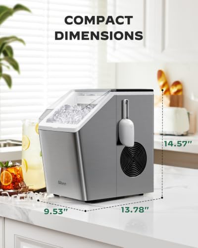 Silonn Ice Makers Countertop, 44lbs Per Day, 2 Ways to Add Water, Auto Self-Cleaning, Stainless Steel Ice Machine for Home Office Bar Party - My Kitchen Products