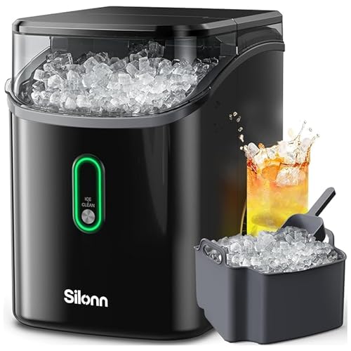 Silonn Nugget Ice Maker Countertop, Pebble Ice Makers with Crushed Soft Chewable Ice, 33lbs Per Day with Scoop, Pellet Portable Ice Machines with Auto-Cleaning for Home, Kitchen, Office, Black - My Kitchen Products