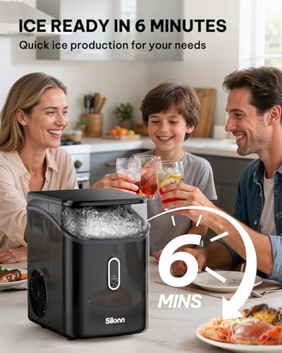 Silonn Nugget Ice Maker Countertop, Pebble Ice Makers with Crushed Soft Chewable Ice, 33lbs Per Day with Scoop, Pellet Portable Ice Machines with Auto-Cleaning for Home, Kitchen, Office, Black - My Kitchen Products