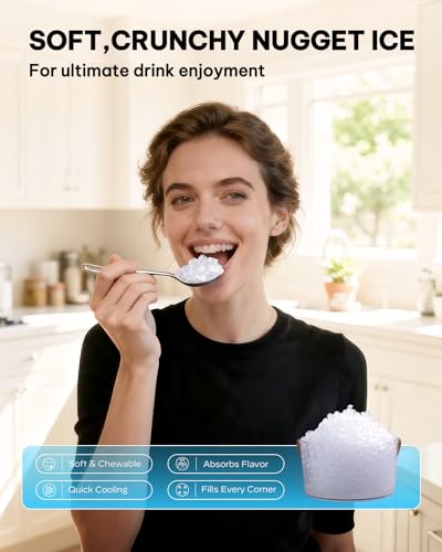 Silonn Nugget Ice Maker Countertop, Pebble Ice Makers with Crushed Soft Chewable Ice, 33lbs Per Day with Scoop, Pellet Portable Ice Machines with Auto-Cleaning for Home, Kitchen, Office, Black - My Kitchen Products