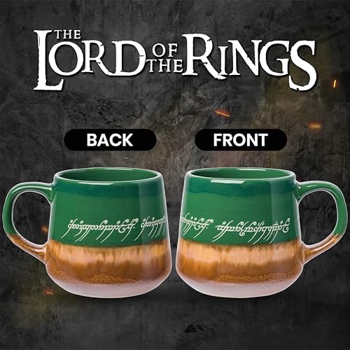 Silver Buffalo Lord of The Rings Elven Text High Gloss Reactive Glaze Tapered Pottery Mug,14 Ounces - My Kitchen Products