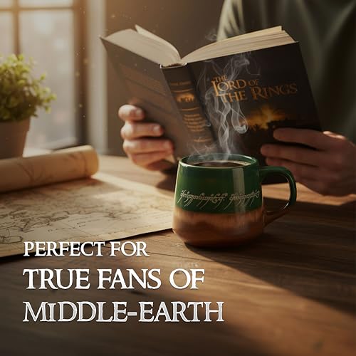 Silver Buffalo Lord of The Rings Elven Text High Gloss Reactive Glaze Tapered Pottery Mug,14 Ounces - My Kitchen Products