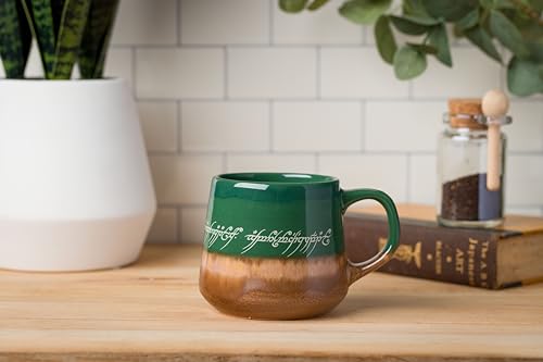 Silver Buffalo Lord of The Rings Elven Text High Gloss Reactive Glaze Tapered Pottery Mug,14 Ounces - My Kitchen Products