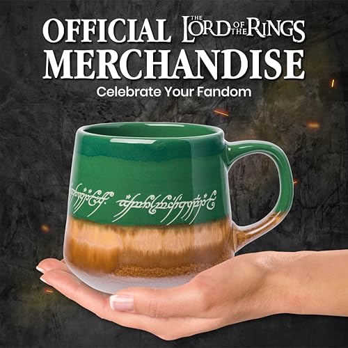 Silver Buffalo Lord of The Rings Elven Text High Gloss Reactive Glaze Tapered Pottery Mug,14 Ounces - My Kitchen Products