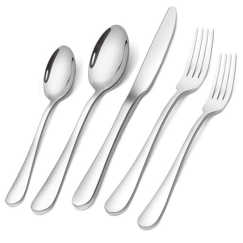 Silverware Set, Briout Flatware Set Service for 4 Stainless Steel Cutlery Set 20 Piece Include Upgraded Knife Spoon Fork Mirror Polished, Dishwasher Safe - My Kitchen Products