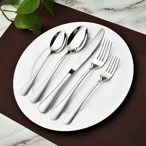 Silverware Set for 8, 40 Piece Heavy Duty Stainless Steel Flatware Utensils Cutlery Set Including Steak Knife Fork and Spoon, Dishwasher Safe, Gift Package for Wedding Housewarming - My Kitchen Products