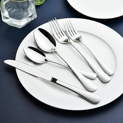 Silverware Set for 8, 40 Piece Heavy Duty Stainless Steel Flatware Utensils Cutlery Set Including Steak Knife Fork and Spoon, Dishwasher Safe, Gift Package for Wedding Housewarming - My Kitchen Products