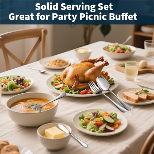 Silverware Set for 8, 45 Piece Stainless Steel Flatware Cutlery Fork and Spoon Set with Serving Utensils Set, Dishwasher Safe, Gift Package for Wedding Housewarming - My Kitchen Products