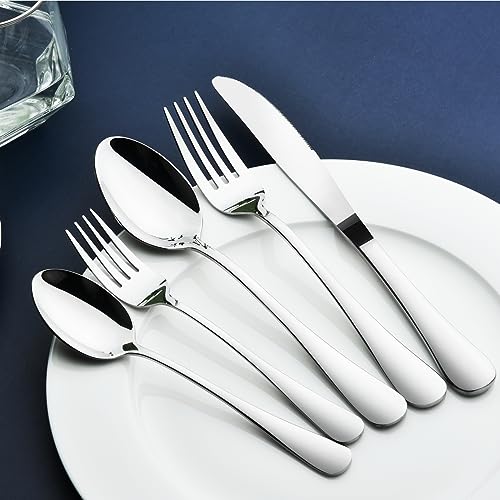 Silverware Set for 8, 45 Piece Stainless Steel Flatware Cutlery Fork and Spoon Set with Serving Utensils Set, Dishwasher Safe, Gift Package for Wedding Housewarming - My Kitchen Products