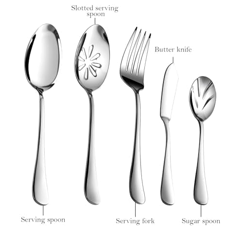 Silverware Set for 8, 45 Piece Stainless Steel Flatware Cutlery Fork and Spoon Set with Serving Utensils Set, Dishwasher Safe, Gift Package for Wedding Housewarming - My Kitchen Products