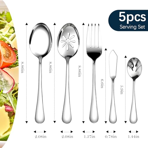 Silverware Set for 8, 45 Piece Stainless Steel Flatware Cutlery Fork and Spoon Set with Serving Utensils Set, Dishwasher Safe, Gift Package for Wedding Housewarming - My Kitchen Products