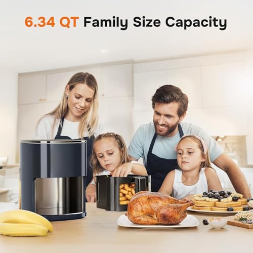 Simple Deluxe 12-in-1 Air Fryer 6.34 Qt, Digital Preset Airfryer with Visible Window, Nonstick and Dishwasher-Safe Basket, Air Fry, Roast, Bake, Dehydrate, Fries, 1700W, Gary - My Kitchen Products