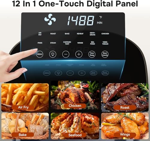 Simple Deluxe 12-in-1 Air Fryer 6.34 Qt, Digital Preset Airfryer with Visible Window, Nonstick and Dishwasher-Safe Basket, Air Fry, Roast, Bake, Dehydrate, Fries, 1700W, Gary - My Kitchen Products