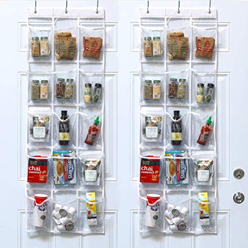 Simple Houseware 2-Pack Clear Over the Door Hanging Pantry Organizer (52" x 18") with 15 Pockets
