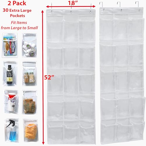 Simple Houseware 2-Pack Clear Over the Door Hanging Pantry Organizer (52" x 18") with 15 Pockets Each, Cabinet Hanging Storage for Kitchen - My Kitchen Products