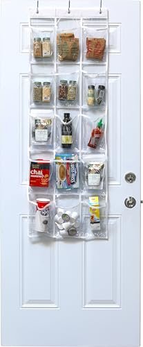 Simple Houseware 2-Pack Clear Over the Door Hanging Pantry Organizer (52" x 18") with 15 Pockets Each, Cabinet Hanging Storage for Kitchen - My Kitchen Products