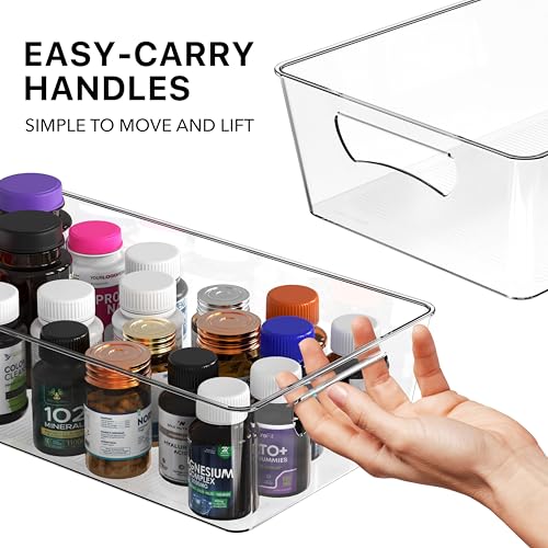 Simple Houseware 4 Pcs Kitchen Clear Bin Storage Organizer, 15" x 8" x 3.75" - My Kitchen Products