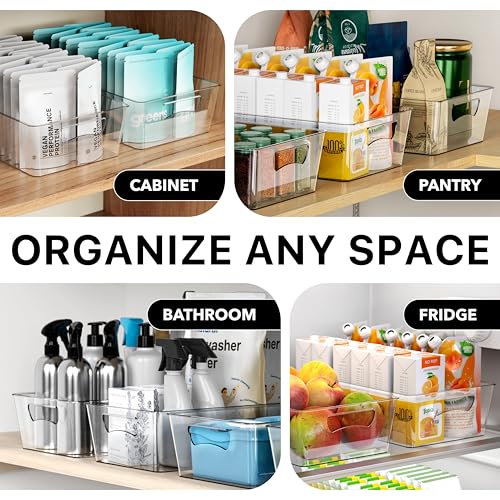 Simple Houseware 4 Pcs Kitchen Clear Bin Storage Organizer, 15" x 8" x 3.75" - My Kitchen Products