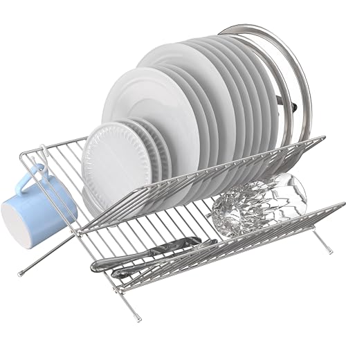 Simple Houseware Collapsible Dish Drying Rack, Chrome - My Kitchen Products