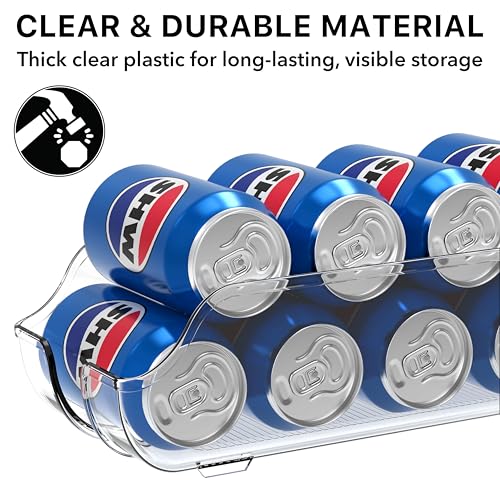 Simple Houseware Soda Can Organizer and Dispenser for Refrigerator / Pantry, Clear, Set of 2 - My Kitchen Products