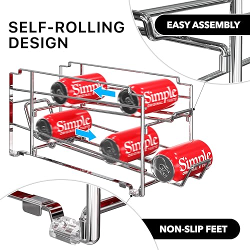 Simple Houseware Soda Can Organizer Stackable Rack Dispenser for Pantry/Refrigerator, Chrome, 4 Pack - My Kitchen Products
