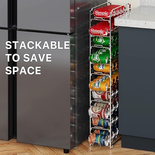 Simple Houseware Soda Can Organizer Stackable Rack Dispenser for Pantry/Refrigerator, Chrome, 4 Pack - My Kitchen Products