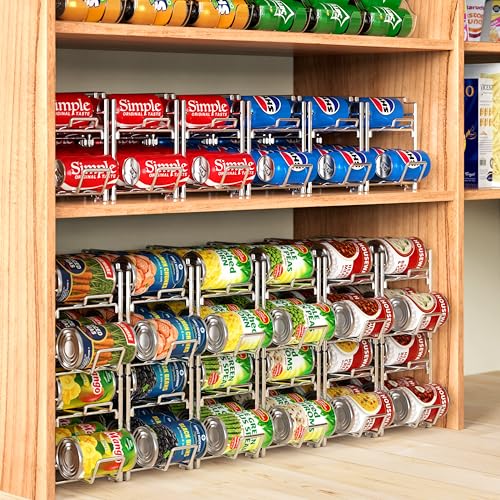 Simple Houseware Soda Can Organizer Stackable Rack Dispenser for Pantry/Refrigerator, Chrome, 4 Pack - My Kitchen Products