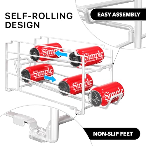 Simple Houseware Soda Can Organizer Stackable Rack Dispenser for Pantry/Refrigerator, White, 4 Pack - My Kitchen Products