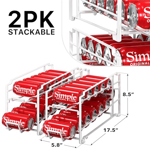 Simple Houseware Stackable Beverage Soda Can Dispenser Organizer Rack, White - 2 Pack - My Kitchen Products