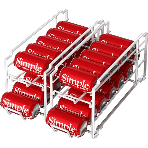 Simple Houseware Stackable Beverage Soda Can Dispenser Organizer Rack, White - 2 Pack