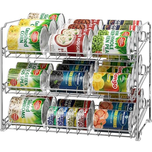 Simple Houseware Stackable Can Organizer Rack for Pantry/Cabinet, 11.5" D x 17" W x 13.75" H, Holds 36