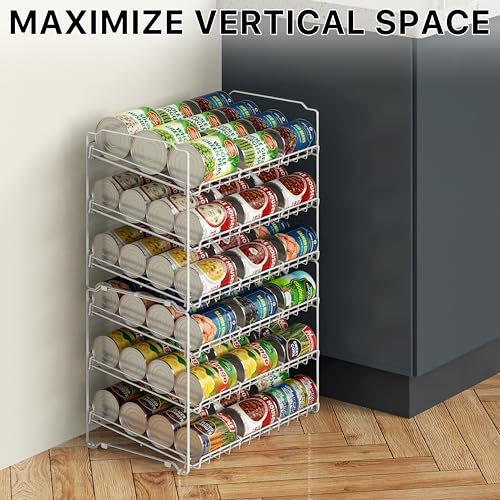 Simple Houseware Stackable Can Organizer Rack for Pantry/Cabinet - 11.5" D x 17" W x 13.75" H, Holds 36 Cans, 3-Tier Can Food Storage Dispenser, White - My Kitchen Products